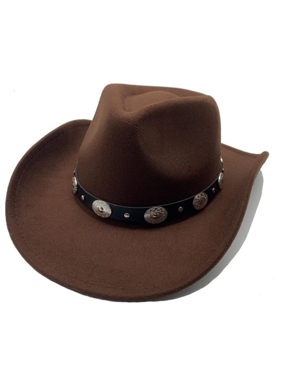 Women's Coffee Western Cowgirl Hats Felt Fedora Hat Chapeau Halloween Costume